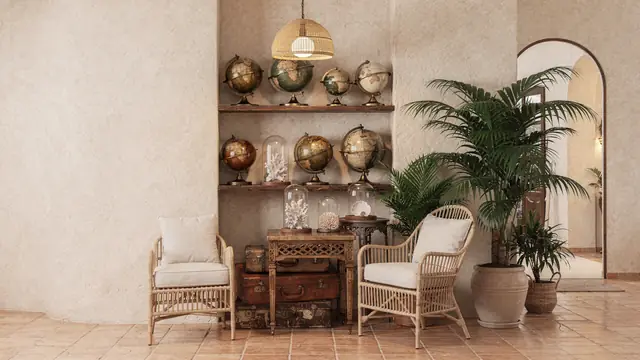 European Villa (Seated) video call backdrop